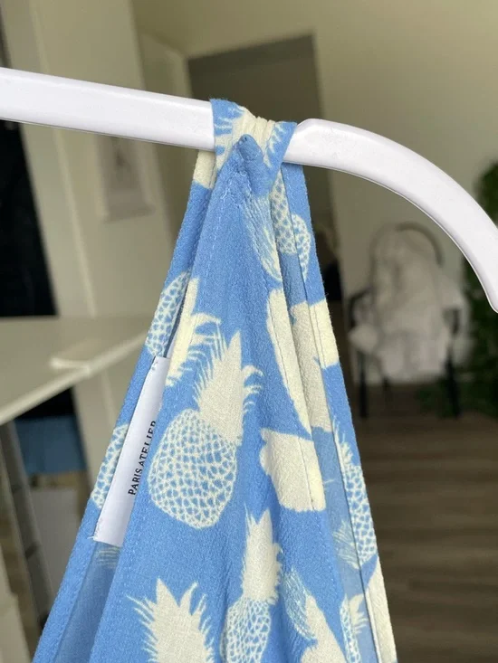 & Other Stories Cotton Pineapple Print Deep V Sleeveless, Waist Tie Summer Dress - Picture 11 of 16